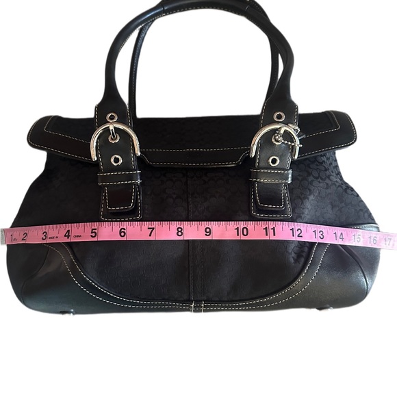 COACH Signature Black Jacquard & Leather Logo Soho Hobo Bag Purse J04J-7080 - Picture 4 of 5